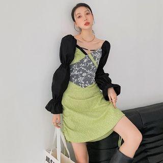 Two-tone Lace Drawstring Dress