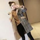 Fleece-lined Hooded Plaid Button Coat