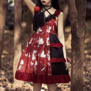 Sleeveless Crisscross Print A-line Dress