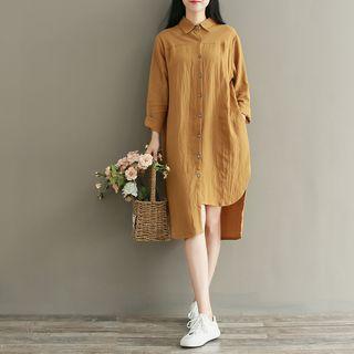 Plain Asymmetric Hem Shirt Dress