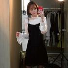 Spaghetti-strap Lace-overlay A-line Dress