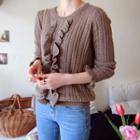 Frill-trim Cable-knit Top