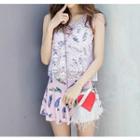 Set: Patterned Tankini Top + Swim Skirt + Lace Tank Top