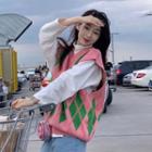 Argyle Sweater Vest / Long-sleeve Top
