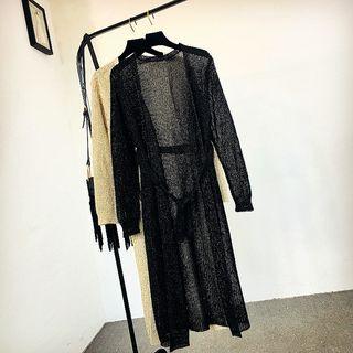Long Open-front Cardigan Black - One Size