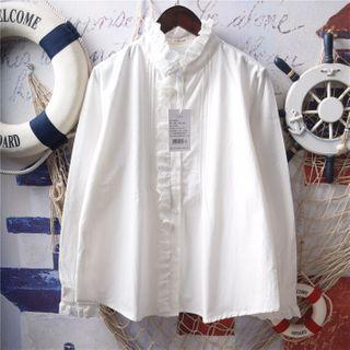 Ruffle Collar Pintuck Shirt
