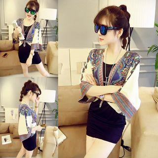 Elbow-sleeve Patterned Bolero