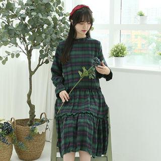 Ruffled Tiered Tartan Plaid Dress