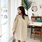 Tie-neck Embroidered Minidress Beige - One Size
