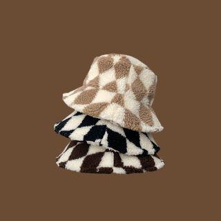 Check Shearling Bucket Hat