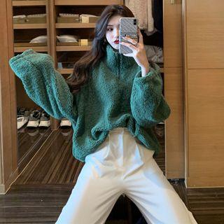 Fleece Turtleneck Loose-fit Pullover