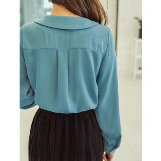 Chelsea-collar Shirrde Chiffon Blouse