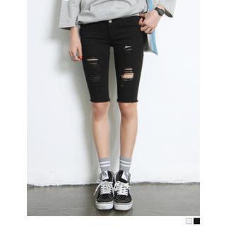 Distressed Cotton Shorts
