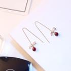 Alloy Bow & Bead Dangle Earring Red - One Size