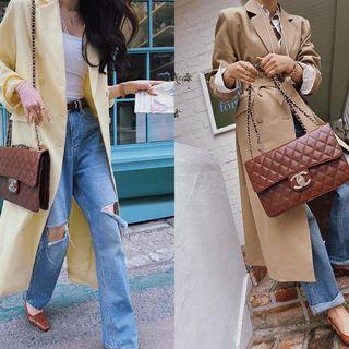 Double-breasted Blazer Coat With Sash