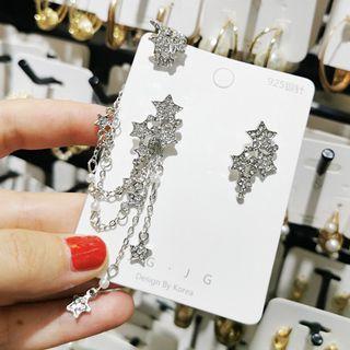 Non-matching Rhinestone Star Earring 1 Pair - As Shown In Figure - One Size