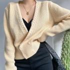 Long Sleeve V-neck Loose-fit Crop Sweater