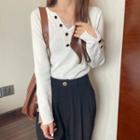 Notch Neck Plain Knit Top