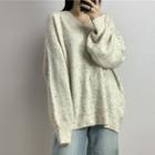 V-neck Melange Sweater White - One Size