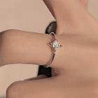 Rhinestone Alloy Open Ring Silver - One Size