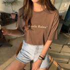 Boxy-fit Lettered T-shirt Brown - One Size