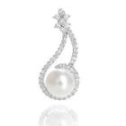 18k White Gold Pendant With Diamonds And Pearl