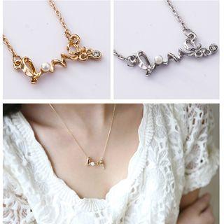 Faux Pearl Love Necklace