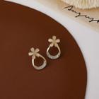 Flower Rhinestone Cat Eye Stone Earring 1 Pair - Gold - One Size