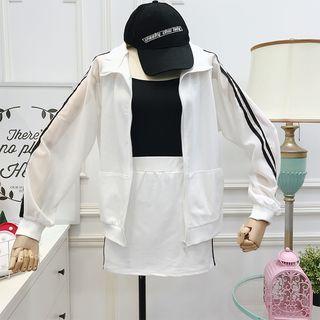 Set: Striped Jacket + High-waist Skort