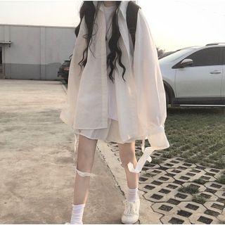 Plain Shirt Jacket Shirt Jacket - White - One Size