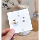 Faux Pearl Rhinestone Planet Earring (assorted Designs) 4 Pcs - As Shown In Figure - One Size