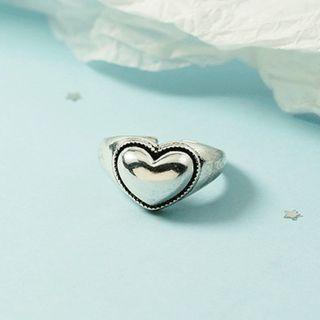 Heart Alloy Open Ring Silver - One Size