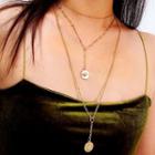 Alloy Coin Pendant Layered Choker Necklace