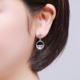 Non-matching Rhinestone Dangle Earring White - One Size