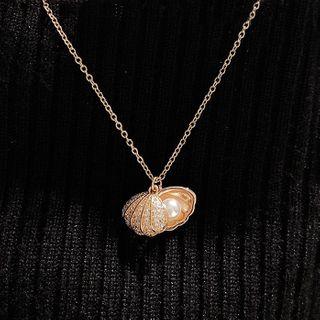 Alloy Faux Pearl Shell Pendant Necklace As Shown In Figure - One Size