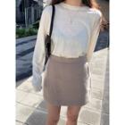 Round-neck Wool Blend Knit Top One Size