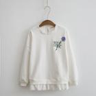 Ruffle Trim Embroidery Pullover