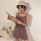 Plain Tie-waist Playsuit