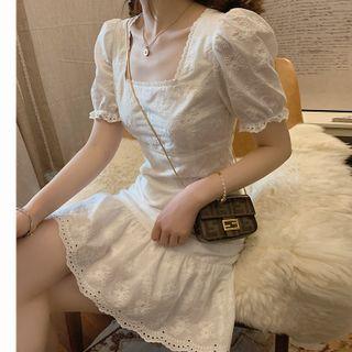 Short-sleeve Embroidered Mermaid Dress