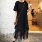 Short-sleeve Mesh Hem T-shirt Dress