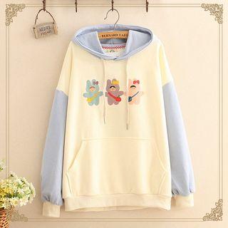 Cartoon Print Color-block Hoodie