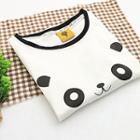Panda Print Tipped Short Sleeve T-shirt