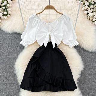 Color Block Keyhole A-line Dress