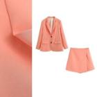 Plain Oversize Blazer / High-waist Skorts/ Set