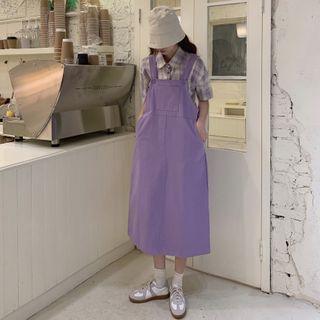 Short-sleeve Plaid Shirt / Midi Jumper Dress