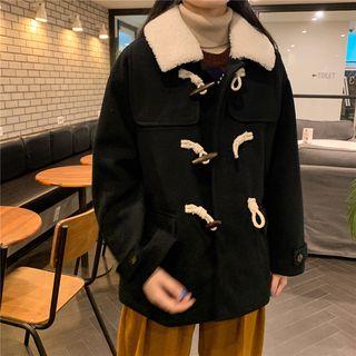 Fleece Collar Toggle Knit Jacket