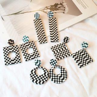 Checker Print Drop Earring (various Designs)