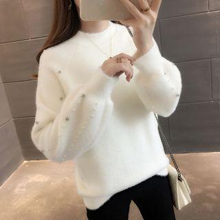 Embellished Balloon-sleeve Sweater