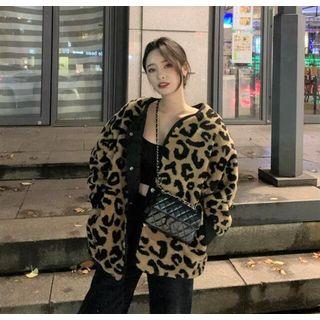 Leopard Print Padded Coat As Shown In Figure - One Size