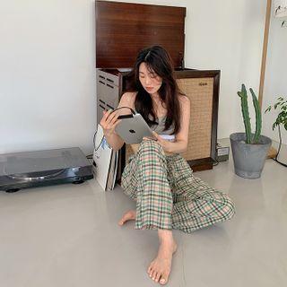 Drawcord Plaid Lounge Pants